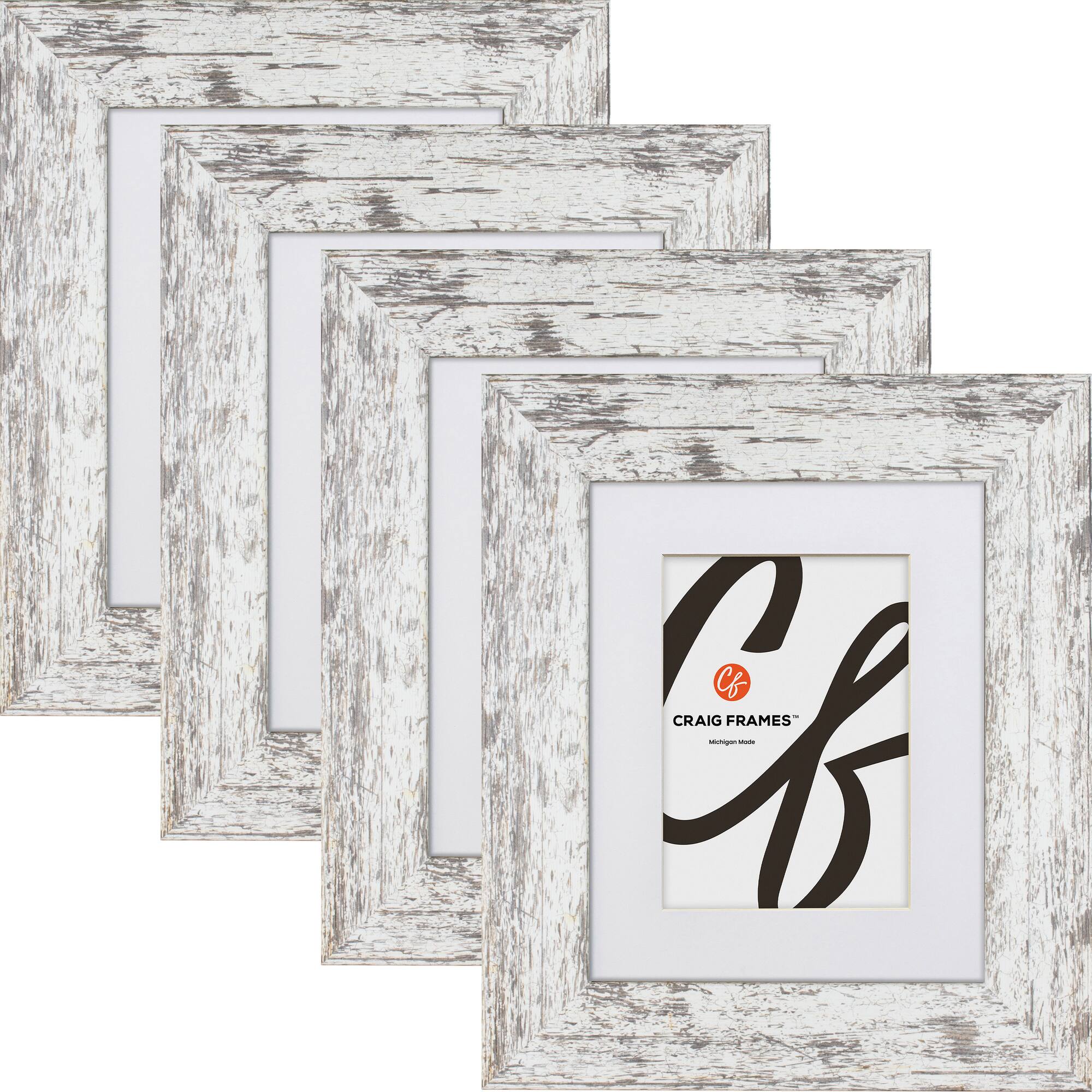 4 Pack American Barn Alabaster White Picture Frame with Mat by Craig Frames